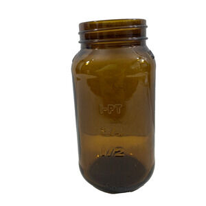 Mason Jar Amber Brown Glass‎ 750 ml Raised Lettering Storage Home Decor